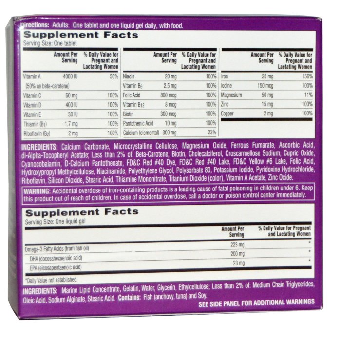 One a day prenatal vitamins nutrition facts