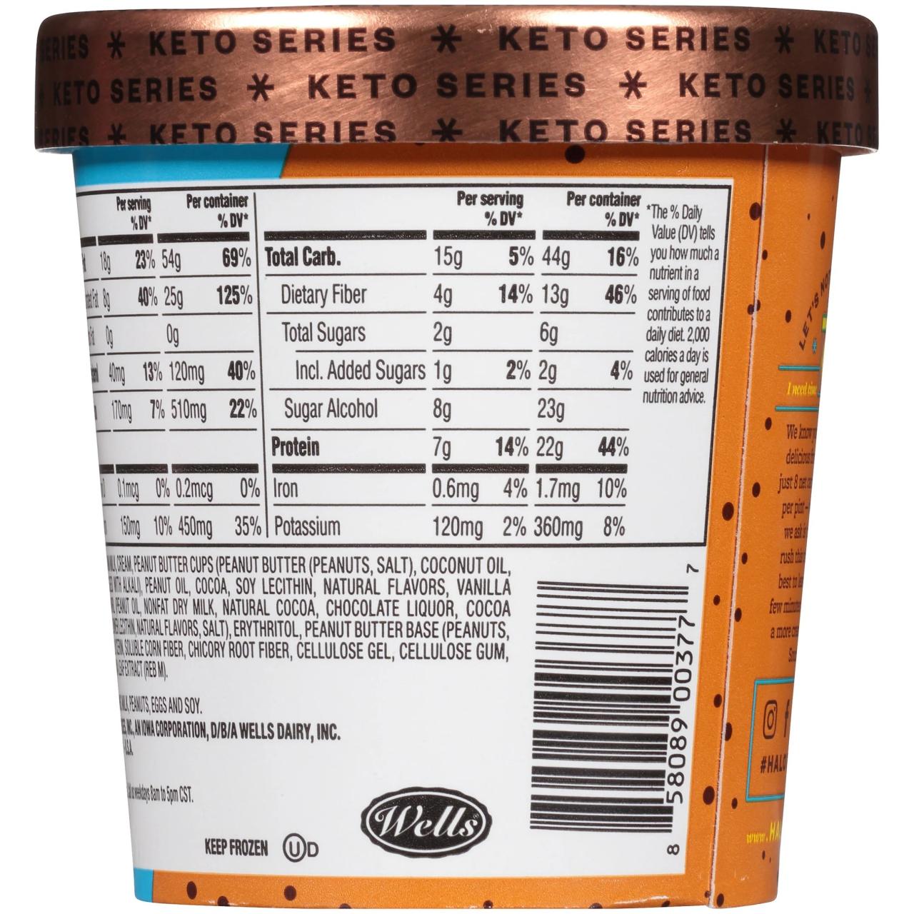 Nutrition facts for halo top ice cream