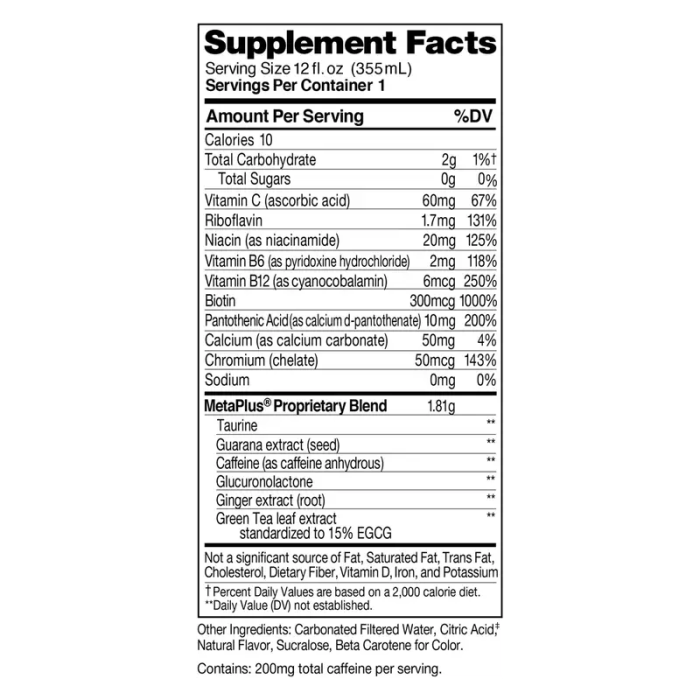 Celsius orange nutrition facts